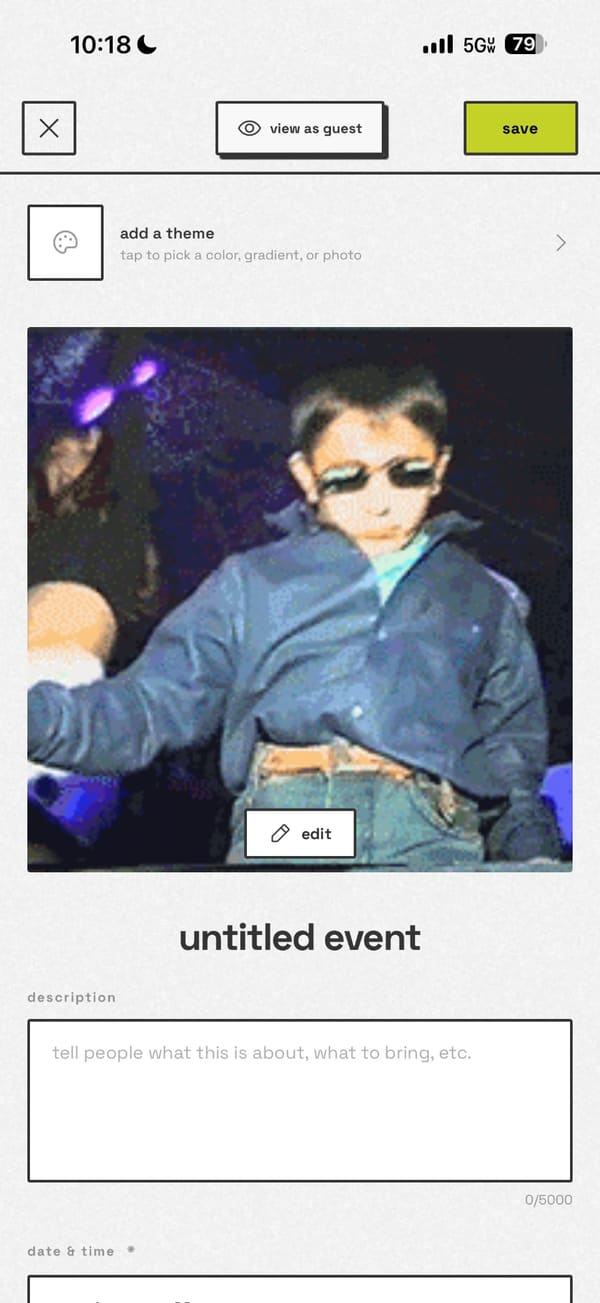 creating an event in zeffyr